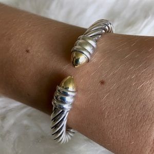 Twisted Hinged Cuff Bracelet with 18K Gold Tips